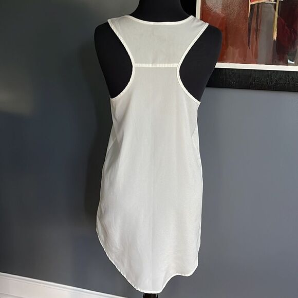 Stranded white crepe gray/metallic copper star logo long racerback tank. Small. - Picture 4 of 6